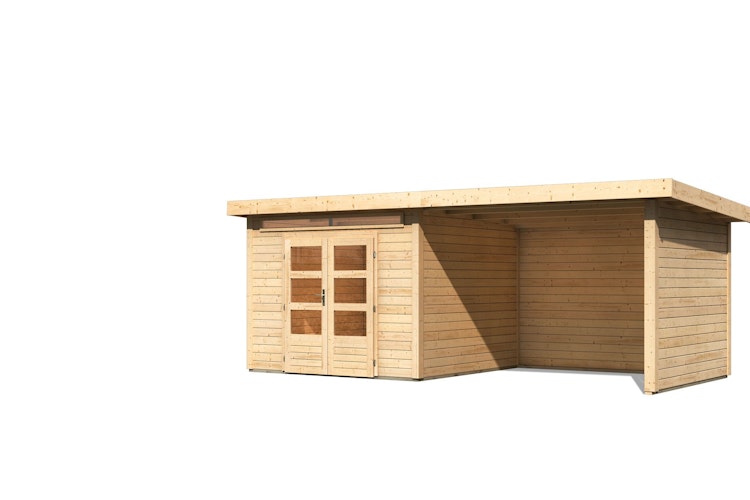 Karibu Woodfeeling Gartenhaus Kandern 6/7 mit 300 cm Schleppdach/Seiten- und Rückwand