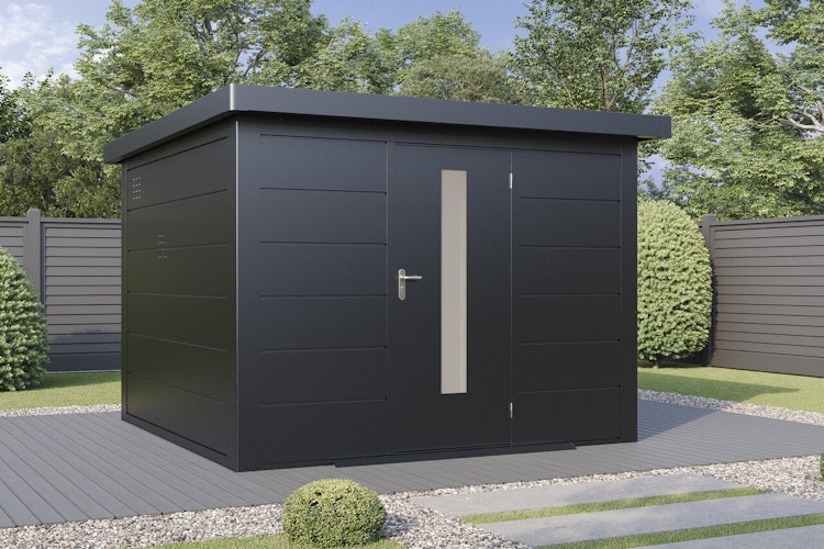 Wolff Finnhaus Premium Metall Gartenhaus Hakon 3030 Anthrazit
