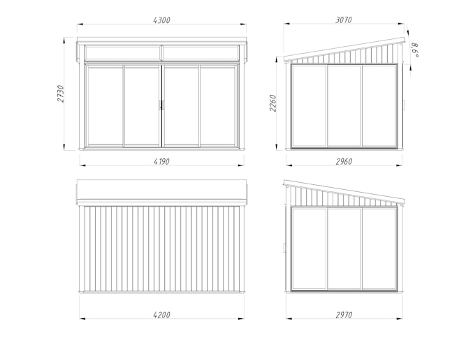 Palmako Glashaus Saga 11,6 m² Slide (Wintergartenanbau inkl. Rückwand)