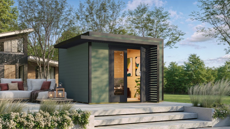 Weka Design Gartenhaus Pure Garden Amberley mit Design-Doppeltür - 28 mm