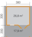 Vorschaubild Weka 28 mm Gartenhaus 111 A mit Vordach (200 cm)