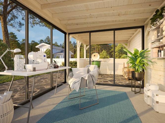 Palmako Gartenhaus Connect Lenna 16,6 m² Set 408 Slide