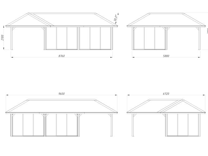 Palmako Pavillon Bianca 33,2 m² Set 220 Slide