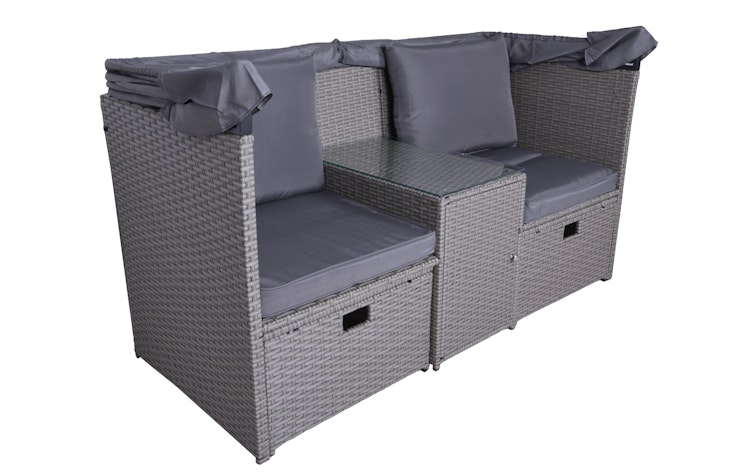 Garden Pleasure Relax-Lounge SAINT-TROPEZ,  Polyrattan Grau / Kissen 100 % Polyester  Silbergrau