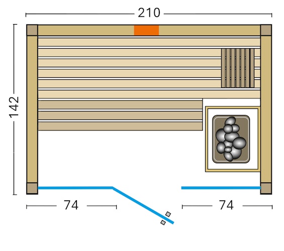 Infraworld Sauna Gracil Complete 142 - 75 mm Multifunktionssauna inkl. 5-teiligem gratis Zubehörset
