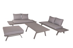 Garden Pleasure Lounge-Set CELIA, Aluminium Hellgrau / Kissen 100 % Polyester Taupe - Auslaufartikel
