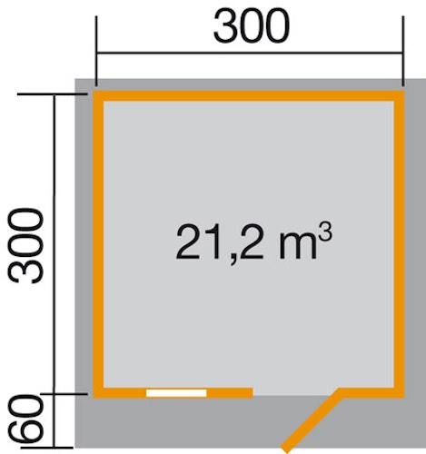 Weka 45 mm Gartenhaus 131 mit Vordach (60 cm)