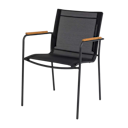 Vorschaubild Cinas Balkon-Set MOOD, Bistrotisch + 2 Stühle, Aluminium Anthrazit / Teak / Kunststoffgewebe Schwarz