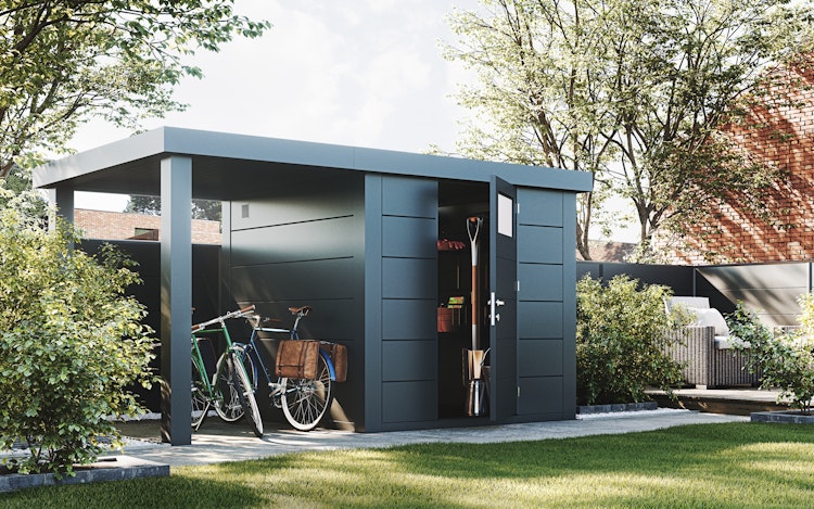 Telluria Metallgerätehaus Classico 2424 mit 170 cm Seitendach small