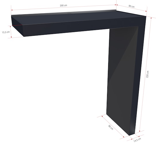 Gutta Rechteckvordach BS Plus 200 Sonderfarbe inkl. Seitenteil und Briefkasten (neues Modell)