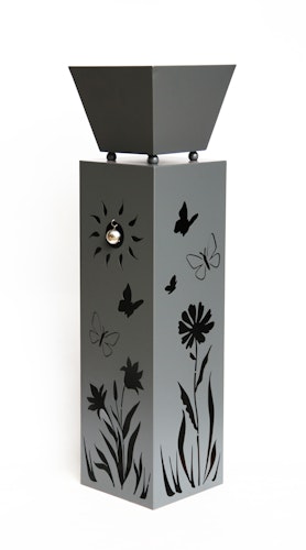Garden Pleasure Pflanzsäule mit Blumenmotiv NOVELLA, Stahl Grau