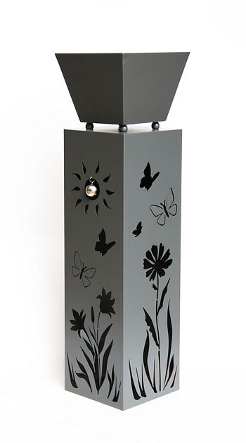 Garden Pleasure Pflanzsäule mit Blumenmotiv NOVELLA, Stahl Grau