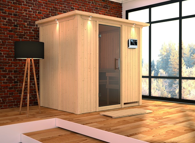 Karibu Sauna Bodin mit Fronteinstieg 68 mm inkl. gratis Sauna-Zubehörset im Wert von 234,94 €