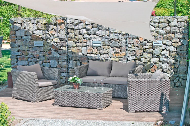 Garden Pleasure Lounge-Set AVILA, Aluminium / Polyrattan / 100 % Polyester / Glas