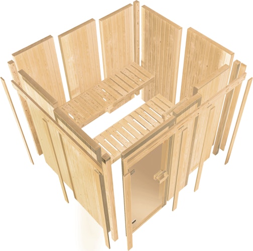 Karibu Sauna Avari 2 Superior mit Fronteinstieg 68 mm - 230 Volt Plug & Play inkl. gratis Sauna-Zubehörset im Wert von 234,94 €