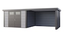 Vorschaubild Telluria Metallgerätehaus Classico 3330 mit Lounge Anbau large (ca. 344 cm Breite) inkl. 2 Fenstern