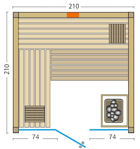 Abverkaufsmodell Infraworld Sauna Gracil Complete 210 - 75 mm Multifunktionssauna inkl. 5-teiligem gratis Zubehörset