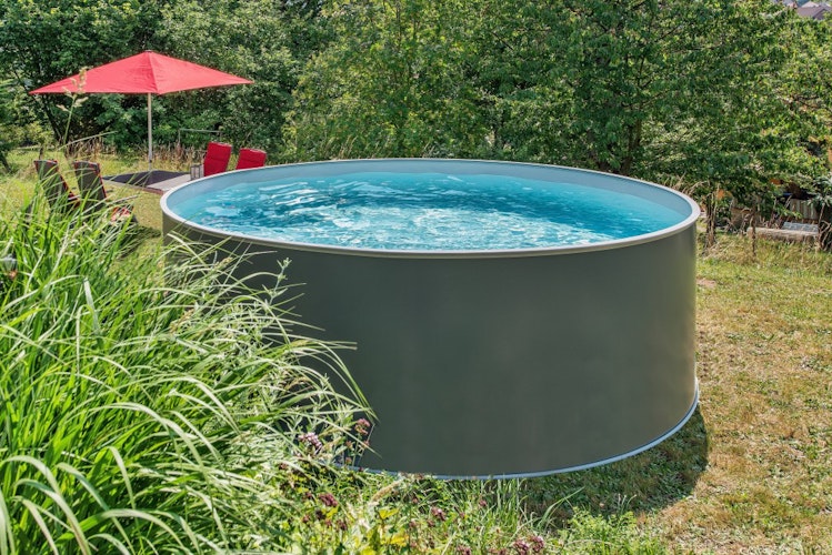 myPOOL Swimming Pool Poolset Premium Rund mit Sandfilteranlage - anthrazit