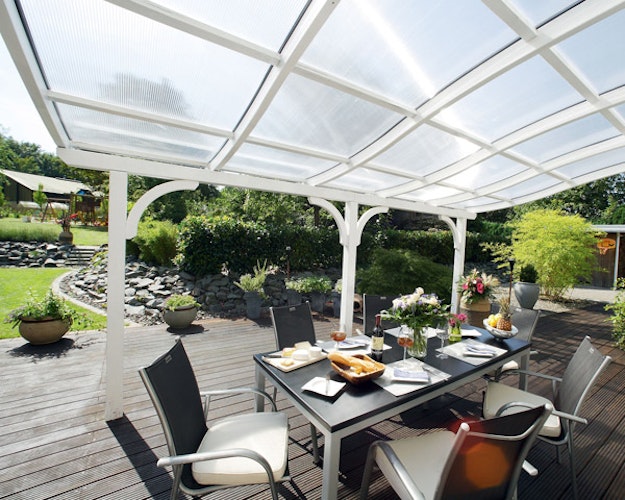 Skan Holz Terrassenüberdachung Verona o. Mittelpfosten Breite 434 cm