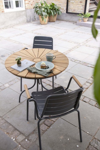 Cinas Kaffeetisch ELLEN, Ø 80 cm, Aluminium / Teak