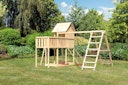 Vorschaubild Akubi Stelzenhaus Frieda mit Doppelschaukelanbau, Klettergerüst, Anbauplattform und Netzrampe