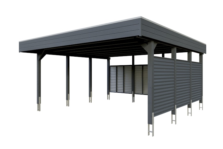Skan Holz Carport Friesland Hybrid Set 13 557x555 cm inkl. Rück- und Seitenwände aus Aluminium
