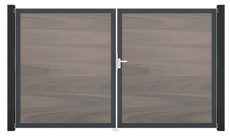 GroJa Solid Grande Tor 2-flügelig 3000 x 1800 mm, Alu-Rahmen Anthrazit DB 703