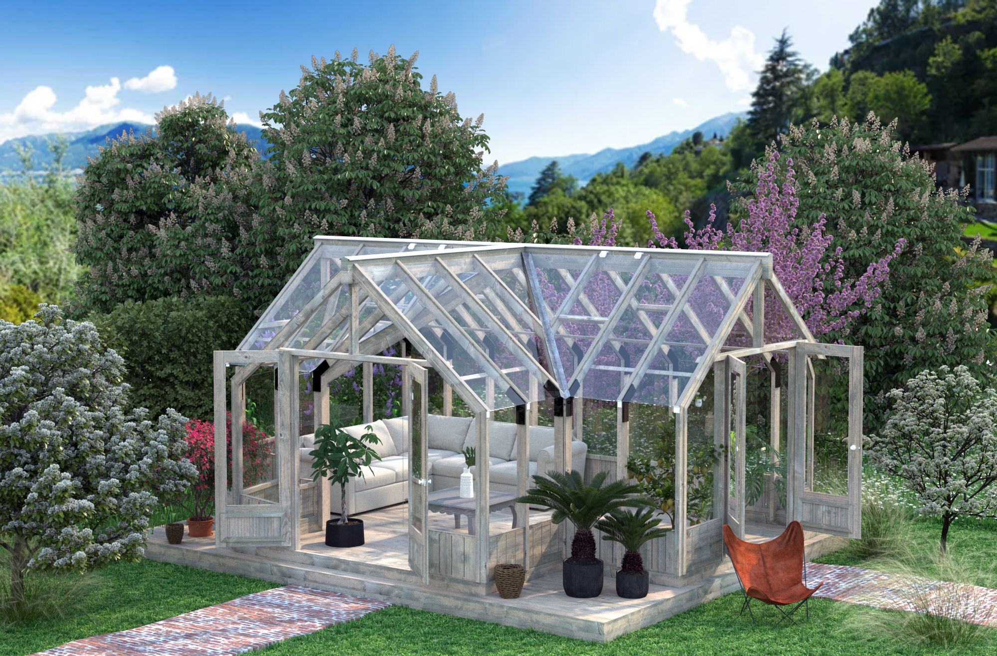 Palmako Gewächshaus / Pavillon / Glashaus Emilia 19,1 m²- 44 mm