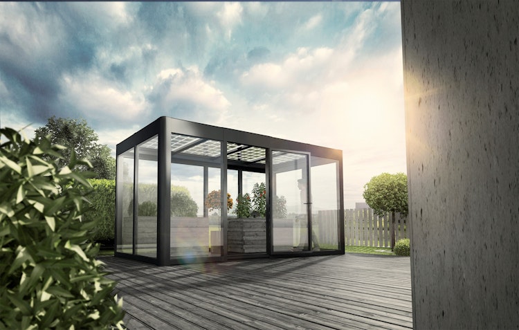 SunElements Design Gewächshaus/Sommergarten SunGarden Energy mit 275 Wp PV-Dach