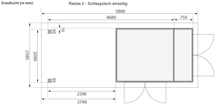 Karibu Woodfeeling Gartenhaus Retola 2/3/4/5/6 inkl. Anbauschrank u. 280 cm Schleppdach