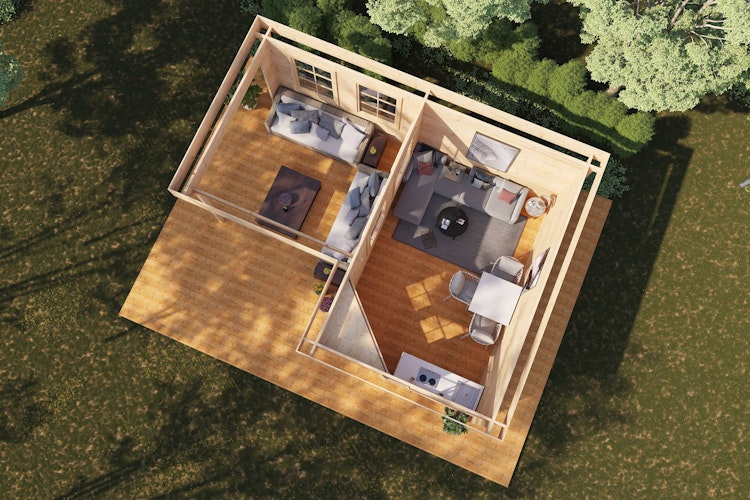 Wolff Finnhaus Gartenhaus Guda 5643 inkl. Seitendach - 40 mm 