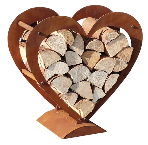 Badeko Herz-Holzregal in Edelrostoptik - 95 cm hoch