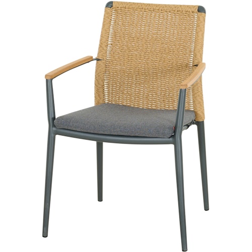 Siena Garden Sitzkissen für Stapelsessel ROMA, 100 % Polypropylen Grau - Abverkauf