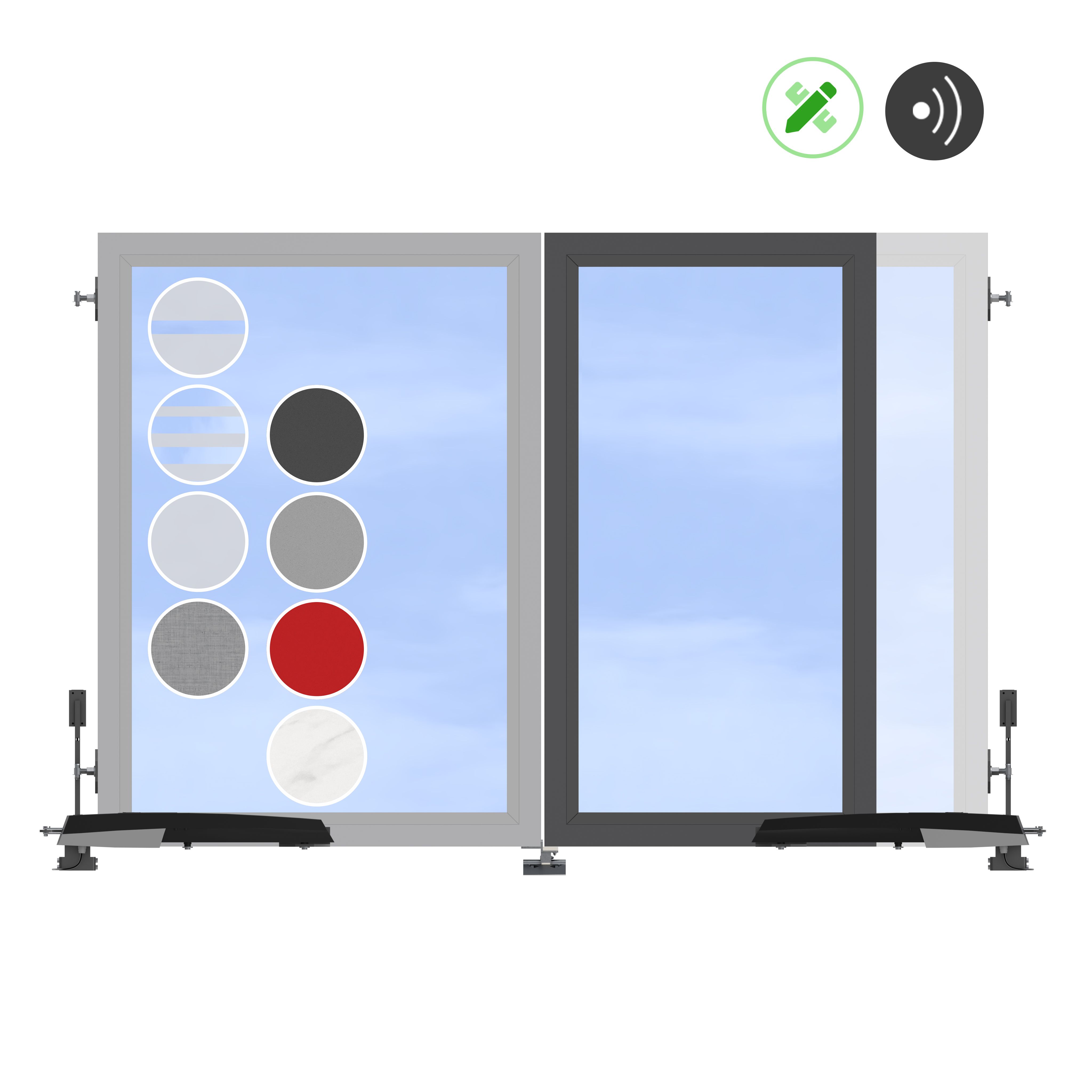 TraumGarten SYSTEM BOARD/GLAS Doppeltor auf Maß mit E-Antrieb