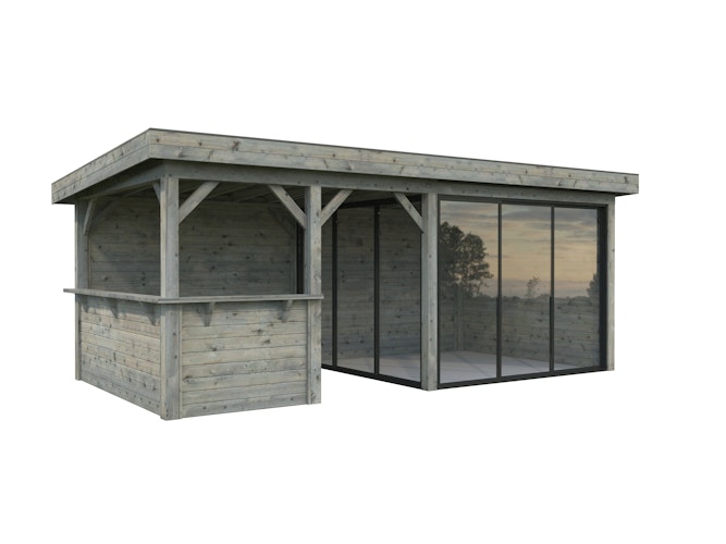 Palmako Gartenhaus Connect Lenna 16,6 m² Set 707 Slide Plus mit Isolierglas-Schiebetüren - 28 mm