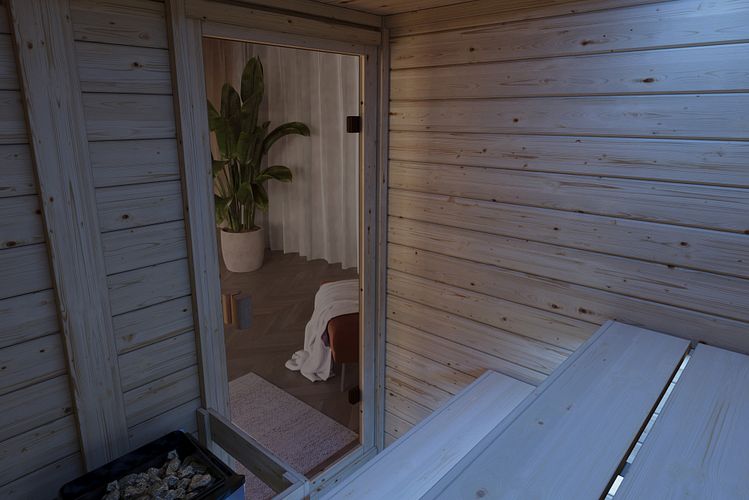 Karibu Sauna Valida (Fronteinstieg) - 28 mm Massivholz Aktionssauna 230 Volt Plug & Play