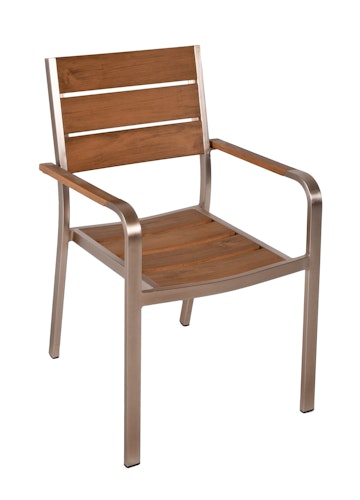 Garden Pleasure Gartenmöbel Set FLORENCE 10, Tisch 150 x 90 + 6 Stapelsessel, Aluminium / Nonwood