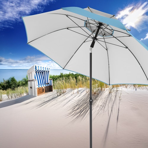 doppler Strandschirm WINDPROFI 200 Manual, Aluminium Anthrazit / 100 % Polyester 80 g/m²