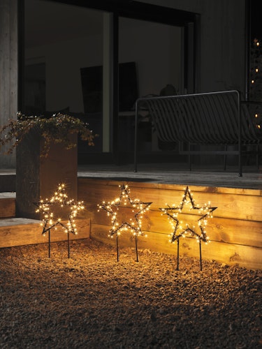 Konstsmide Weihnachtsbeleuchtung  LED Metallsterne, 3er-Set, bernsteinfarben (4464-800)