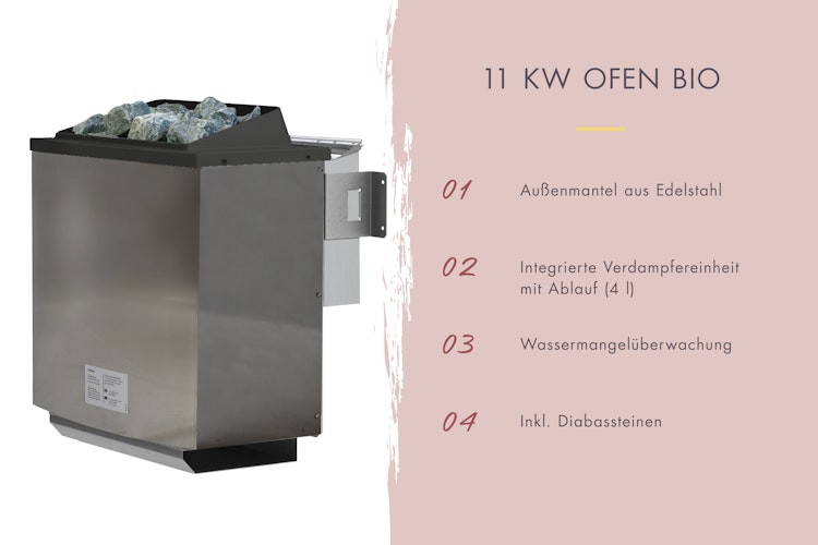 Karibu 11 kW Bio-Kombiofen Saunaofen anthrazit inkl. Steuergerät EASY weiß - Sparset