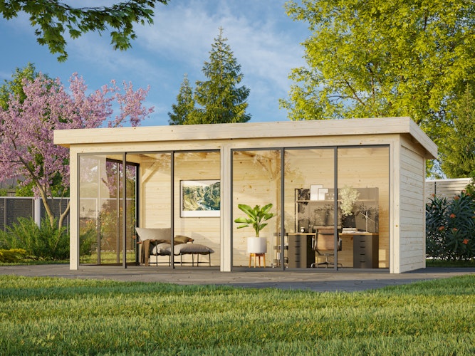 Palmako Gartenhaus Connect Lenna 16,6 m² Set 702 Slide Plus mit Isolierglas-Schiebetüren - 28 mm