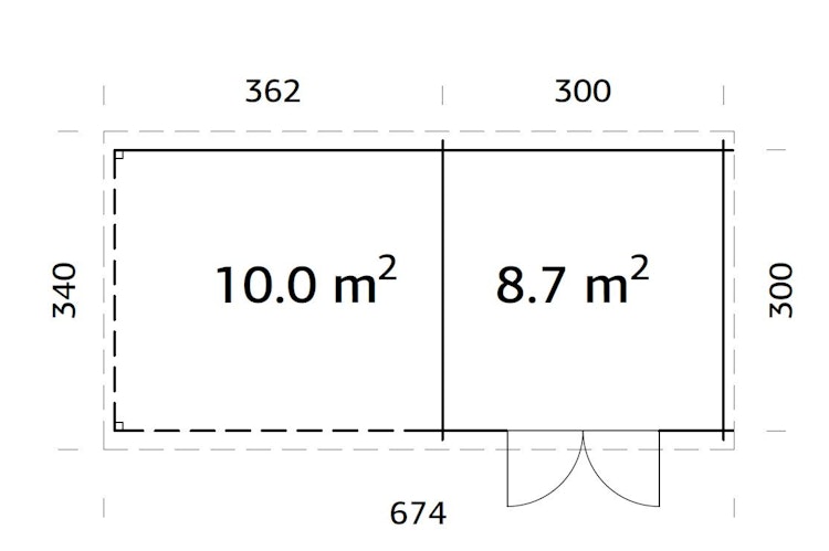 Palmako Gartenhaus Ella 8,7 + 10,0 m² - 28 mm
