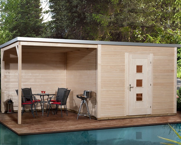 Weka Designhaus 413 B 45 mm inkl. 300 cm Anbau