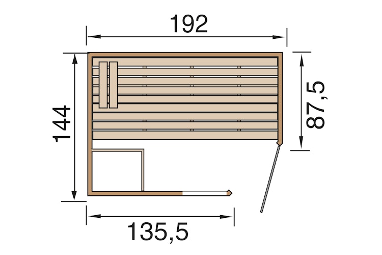 Weka Massivholz-Elementsauna Laukkala 2 mit Glastüre+Fenster - 38 mm mit Eckeinstieg