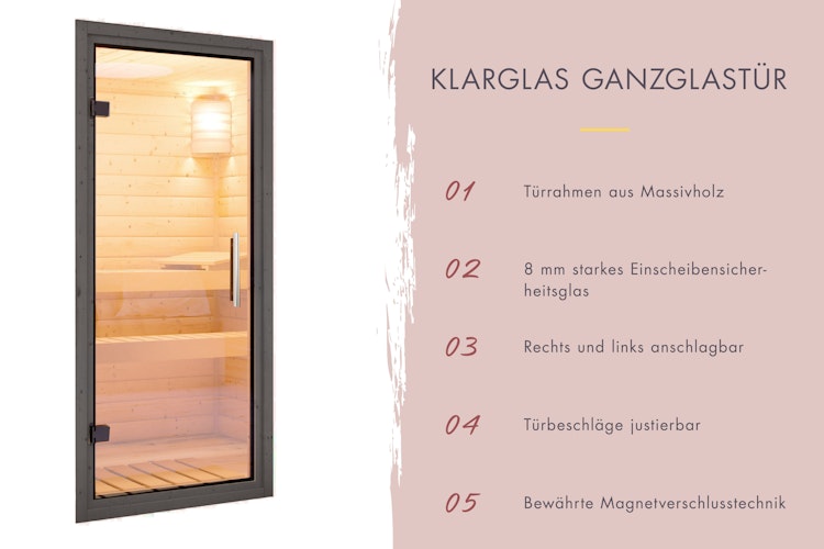 Karibu Design Saunahaus Arcadia Blackline - 73 mm inkl. gratis Sauna-Zubehörset im Wert von 234,94 €