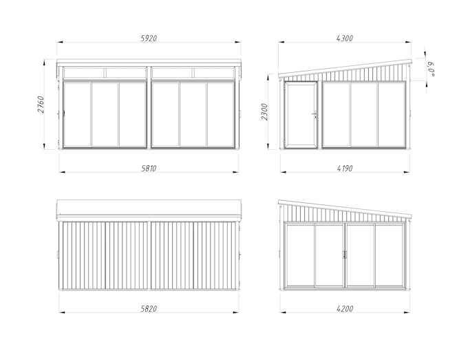 Palmako Glashaus Saga 23,3 m² Slide Plus