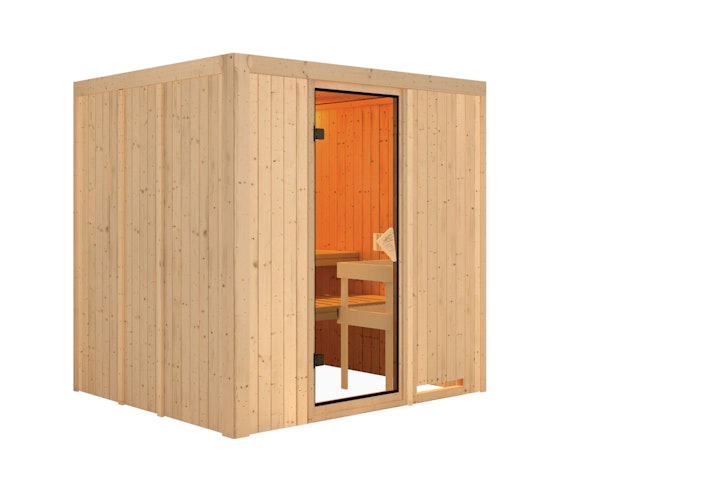 Karibu Sauna Daria - 68 mm Systemsauna - 230 Volt Plug & Play inkl. gratis Sauna-Zubehörset im Wert von 234,94 €