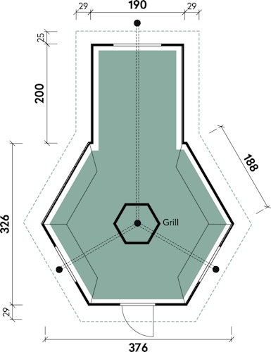 Wolff Finnhaus Grillkota 9 de luxe mit Anbau