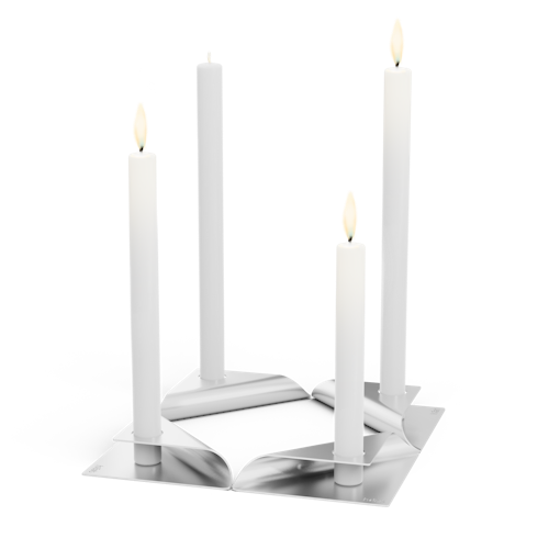höfats Kerzenhalter-Set SQUARE CANDLE silber 4 Stück