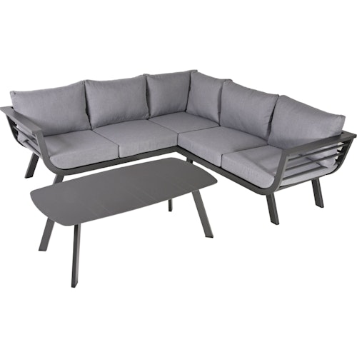 Garden Pleasure Lounge-Gruppe AURELIA, Aluminium Dunkelgrau / 100 % Polyester Grau